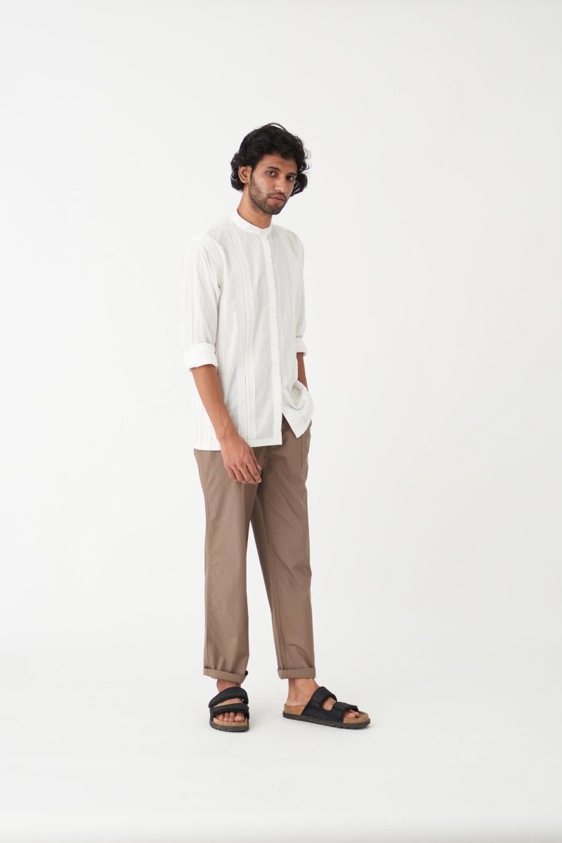 Front Pleat Pant - Cedar - Three Clothing