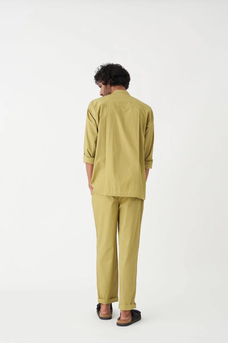 Front Pleat Pant - Moss Green - Three