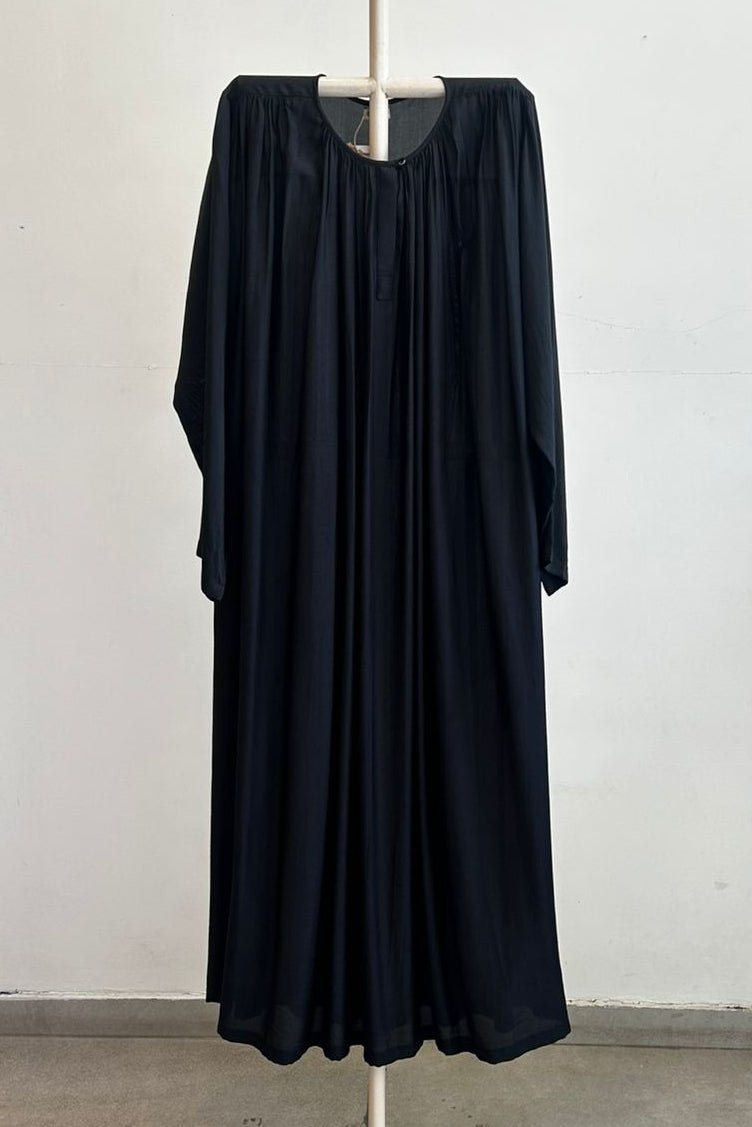 Gather Neck Dress Black - Three Clothing