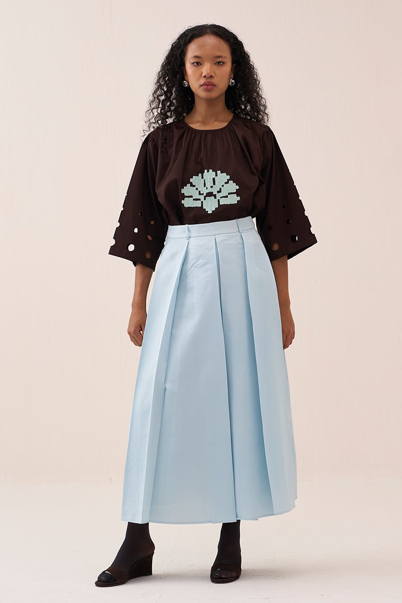 Gathered Emb. Top - Three Clothing