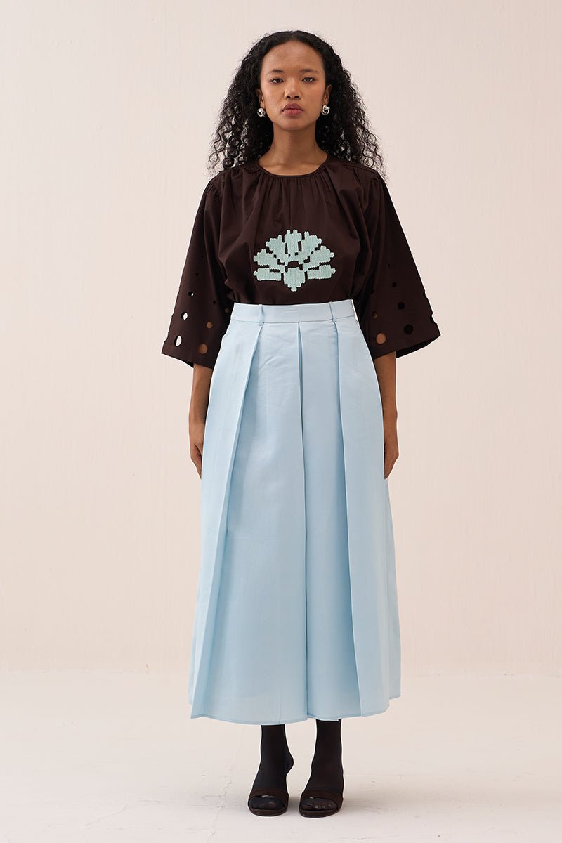 Gathered Emb. Top - Three Clothing