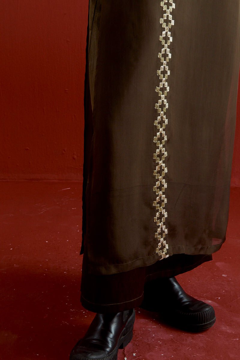 Gota Patti Detail Double Layer Dress - Three Clothing