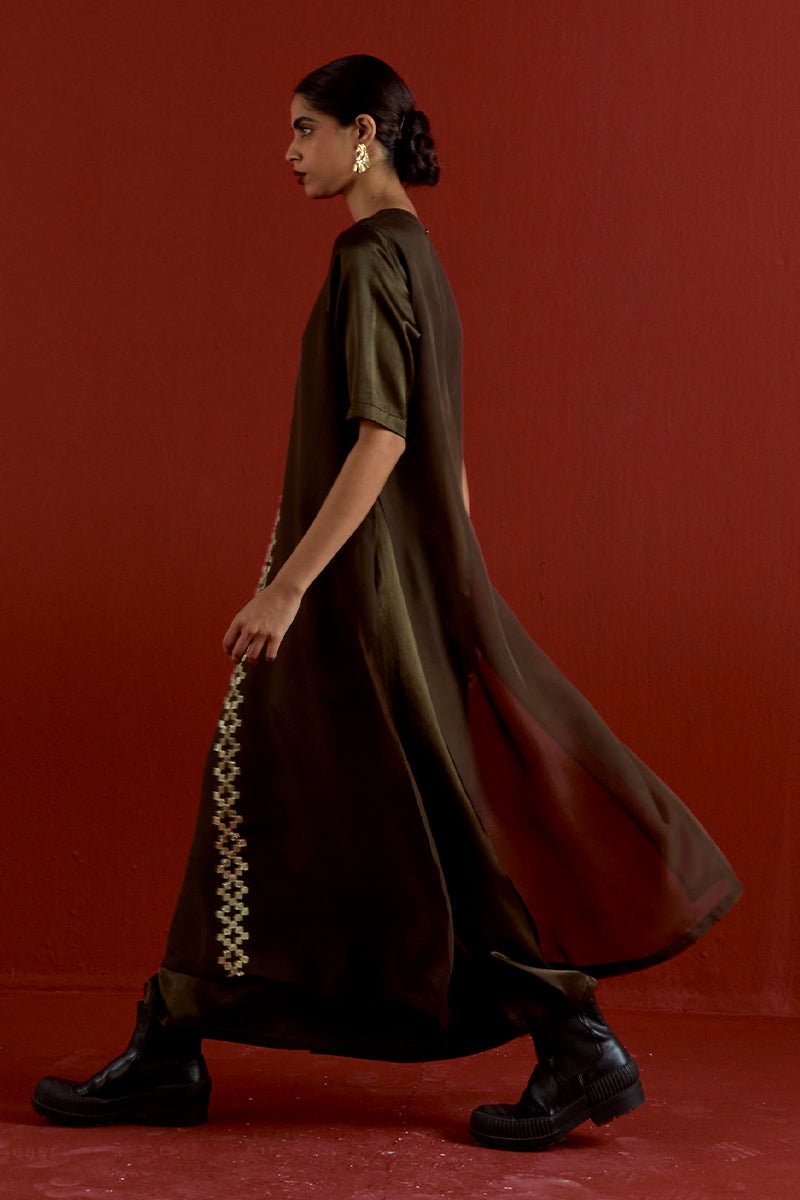 Gota Patti Detail Double Layer Dress - Three Clothing