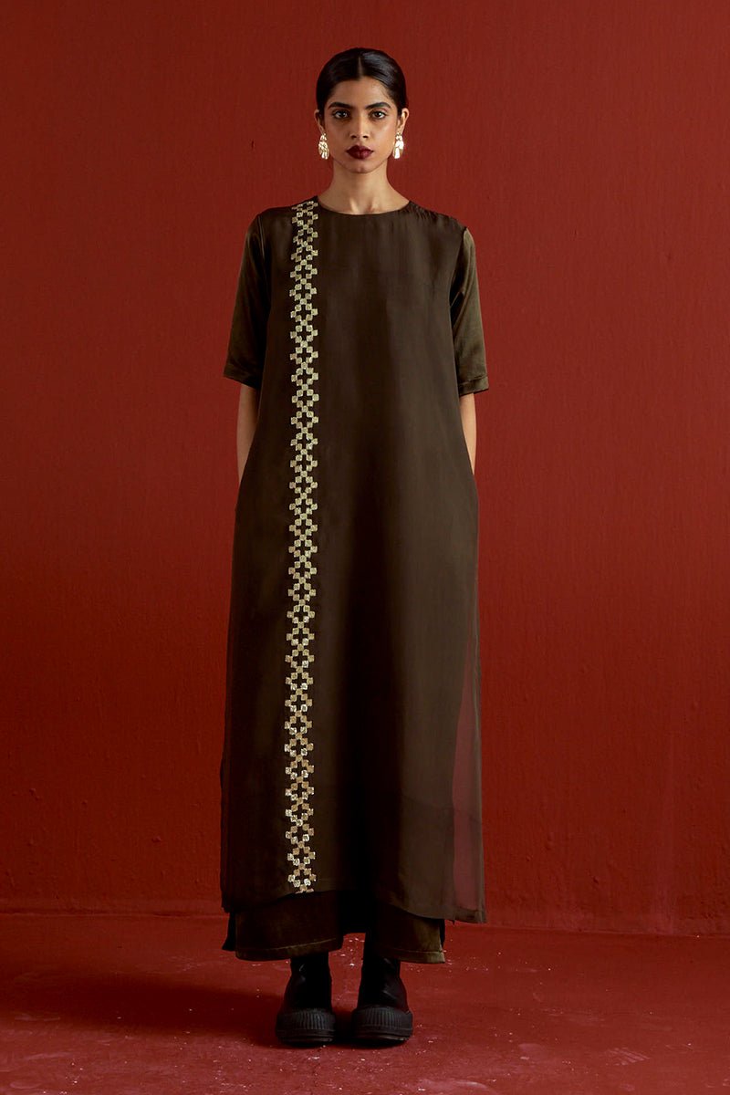 Gota Patti Detail Double Layer Dress - Three Clothing