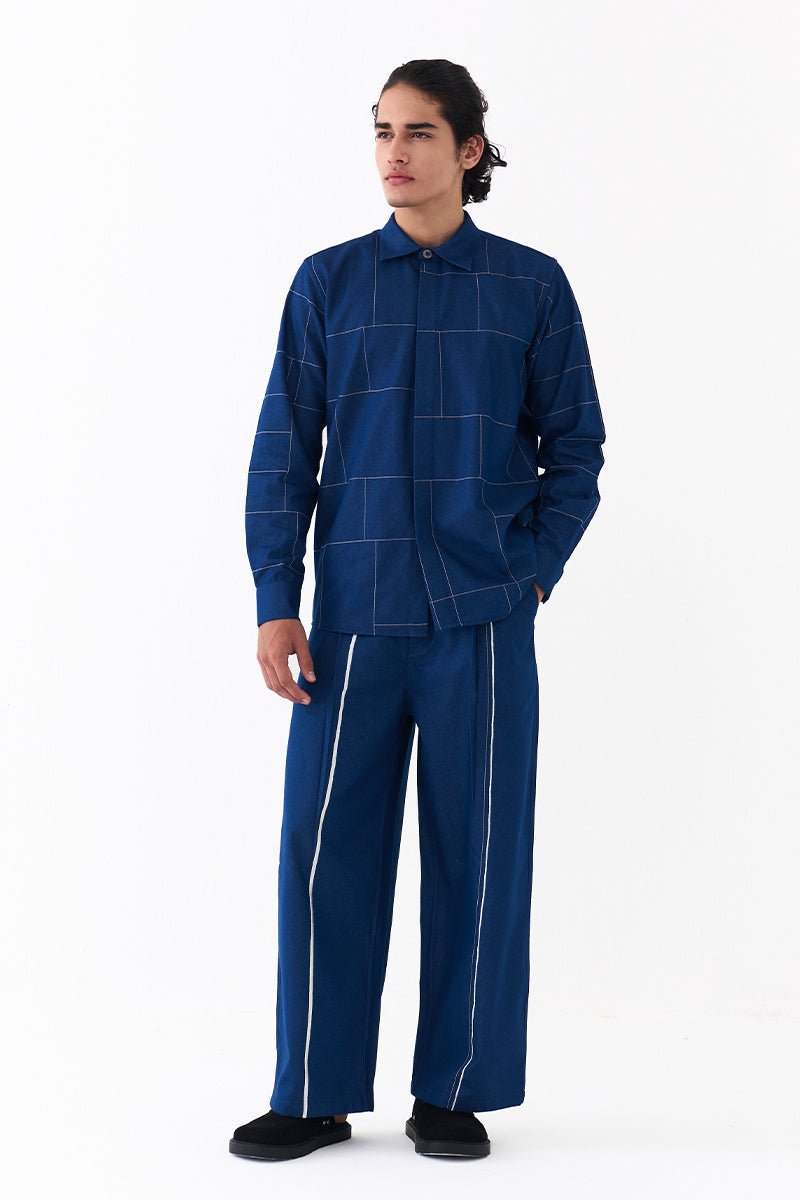 Grid Emb. Shirt - Three Clothing