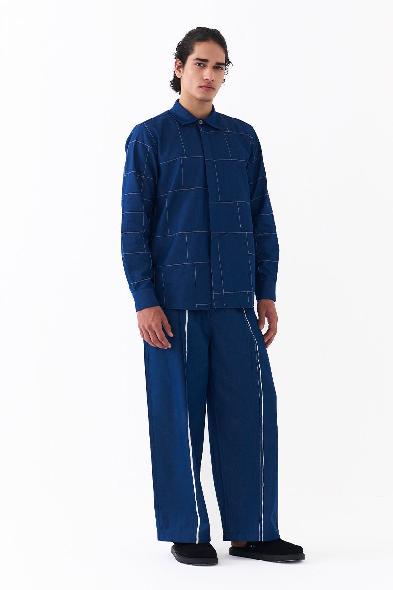 Grid Emb. Shirt - Three Clothing