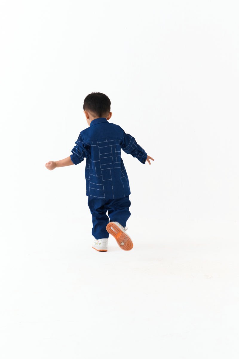 Grid Emb. Shirt - Three Clothing