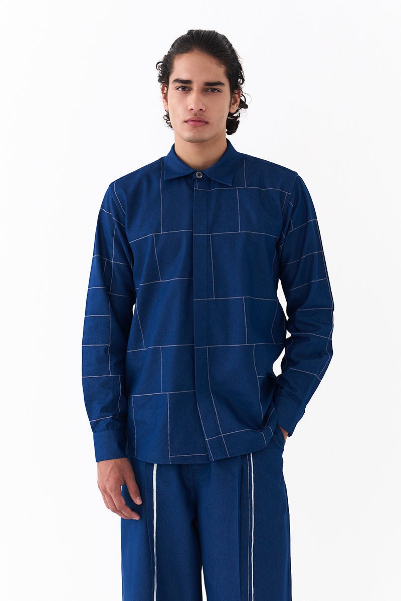 Grid Emb. Shirt Co - Ord - Three Clothing