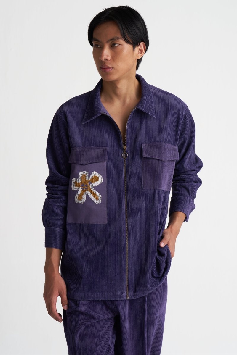 Hand Emb. Corduroy Shacket - Three Clothing