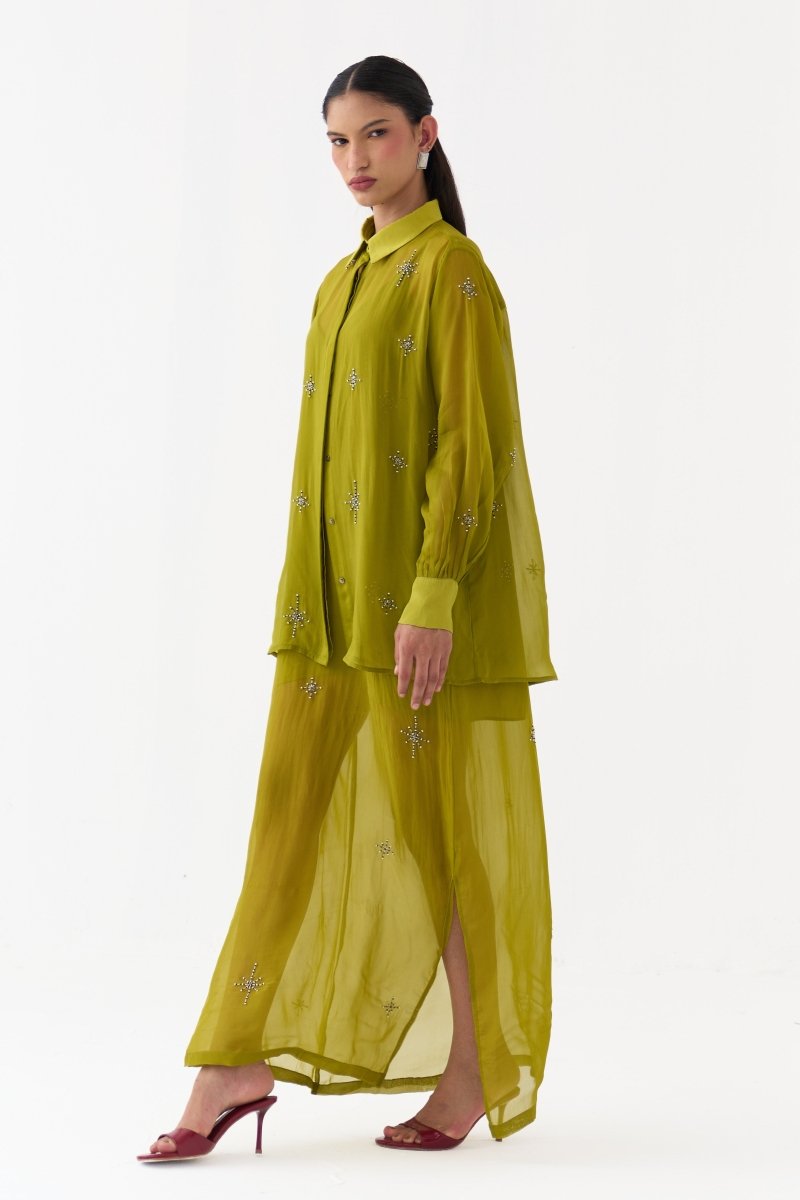 Hand Emb. Detail Shirt Co-Ord (Set Of 2) - Three Clothing