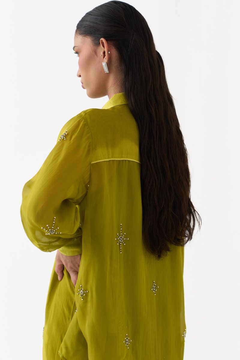 Hand Emb. Detail Shirt Co-Ord (Set Of 2) - Three Clothing