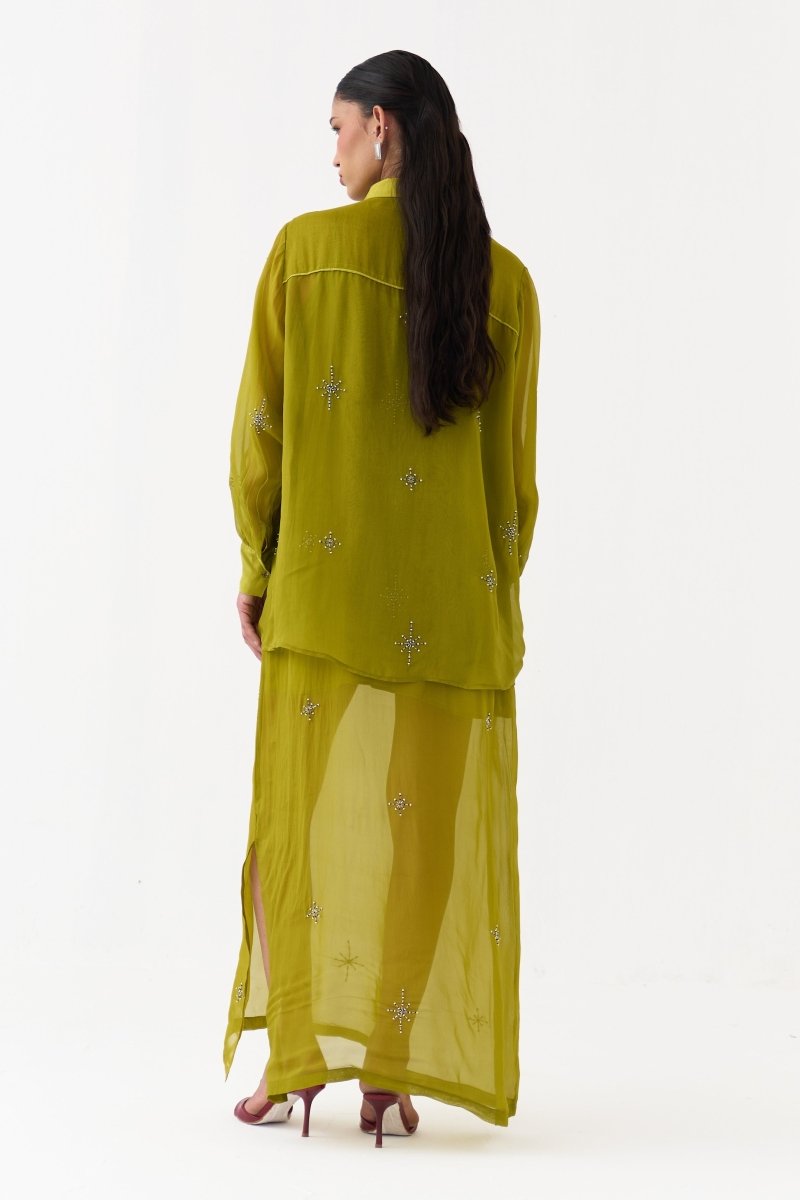 Hand Emb. Detail Shirt Co-Ord (Set Of 2) - Three Clothing