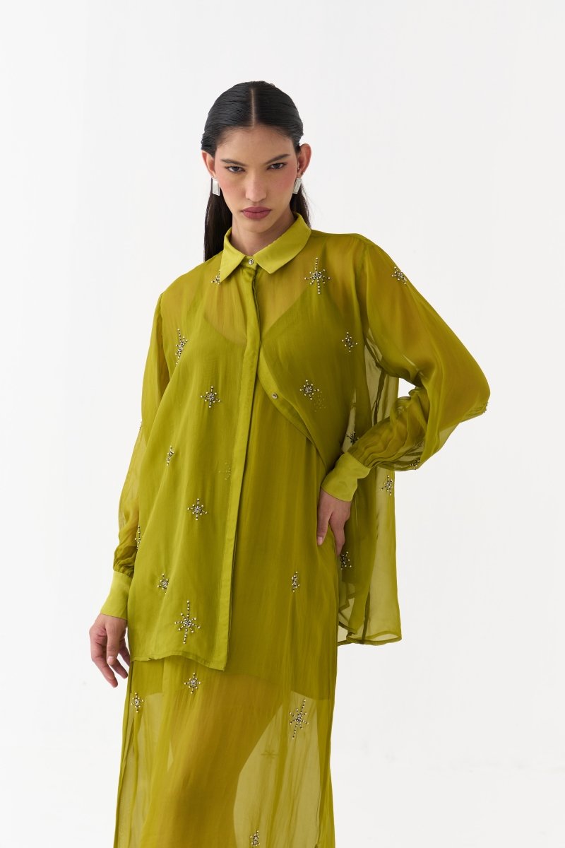 Hand Emb. Detail Shirt Co-Ord (Set Of 2) - Three Clothing