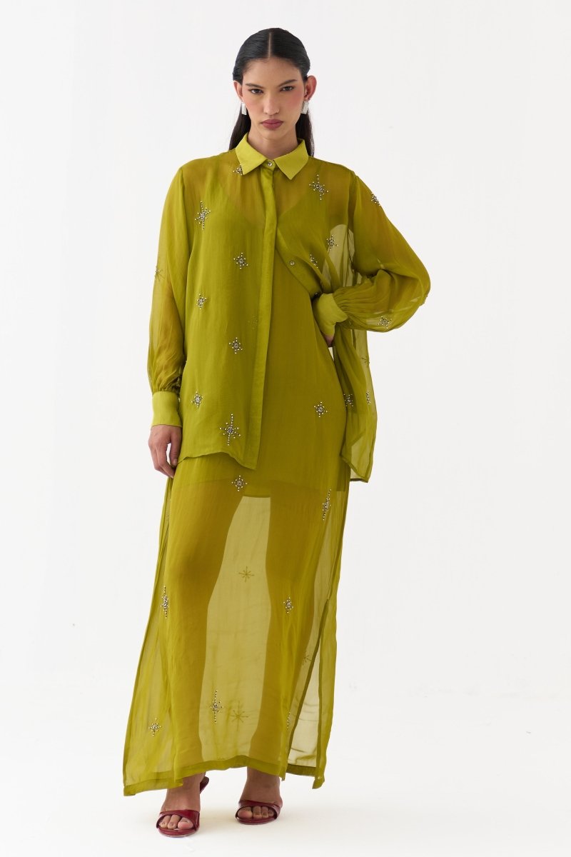 Hand Emb. Detail Shirt Co-Ord (Set Of 2) - Three Clothing