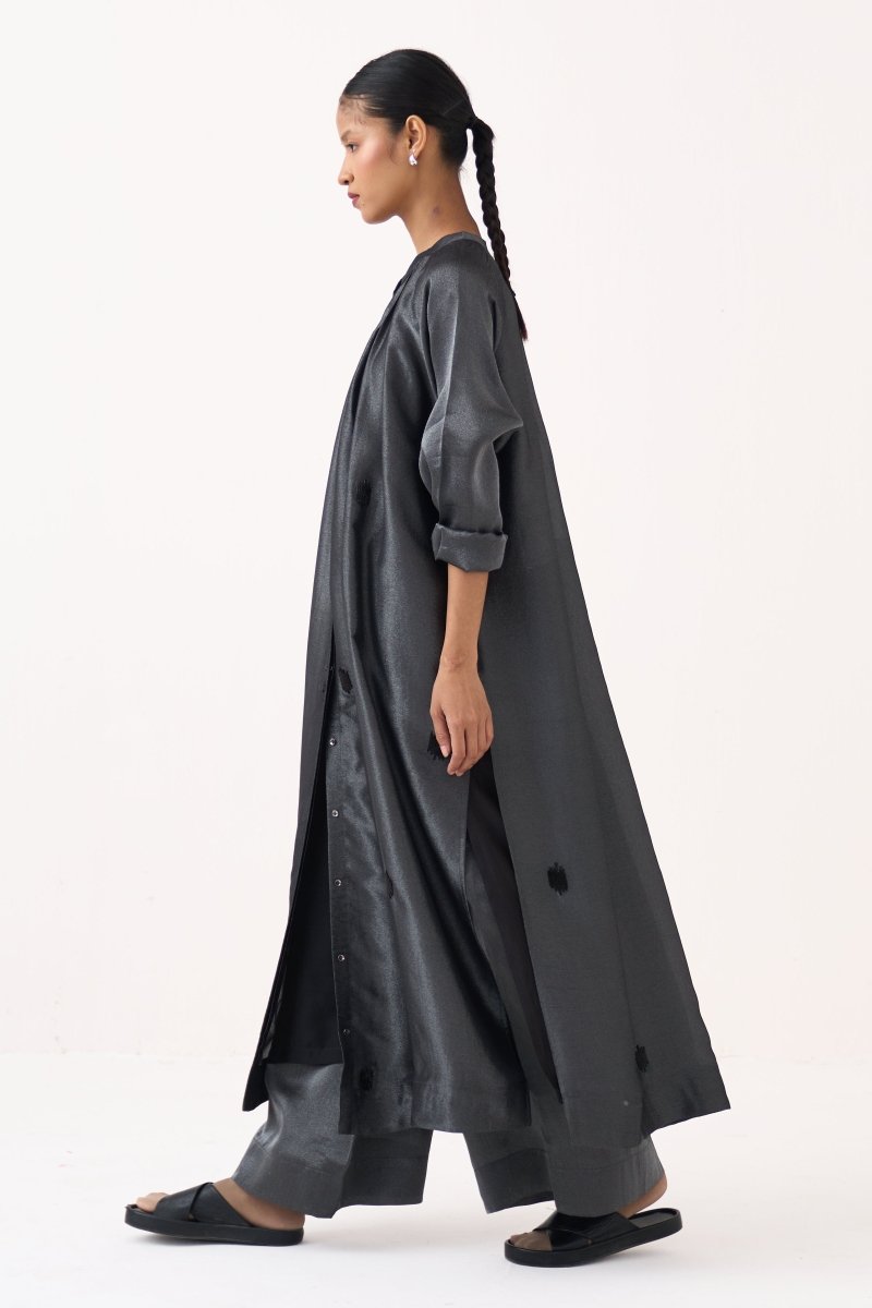 Hand Emb. Gather Neck Shirt Co-Ord (Set Of 2) - Three Clothing