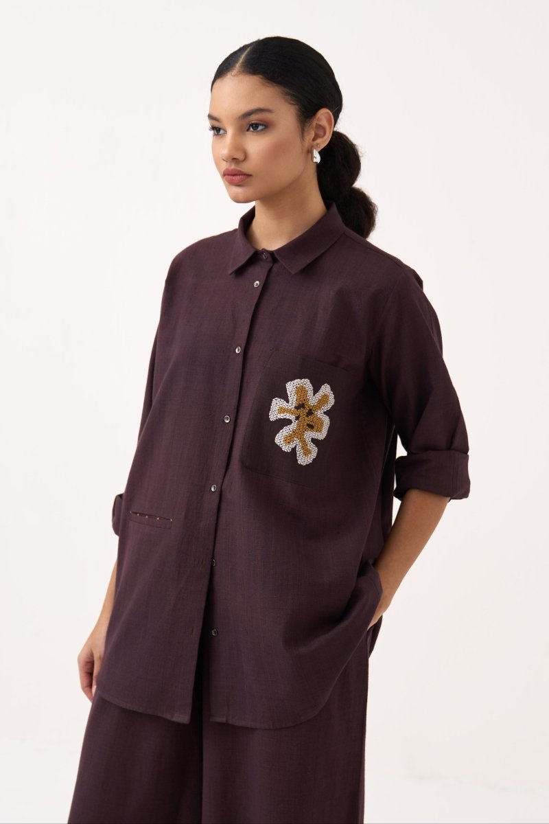 Hand Emb. Patch Pocket Shirt - Three Clothing