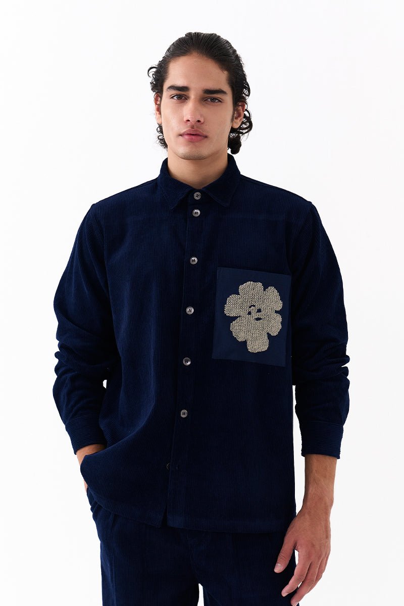 Hand Emb. Patch Pocket Shirt - Three Clothing