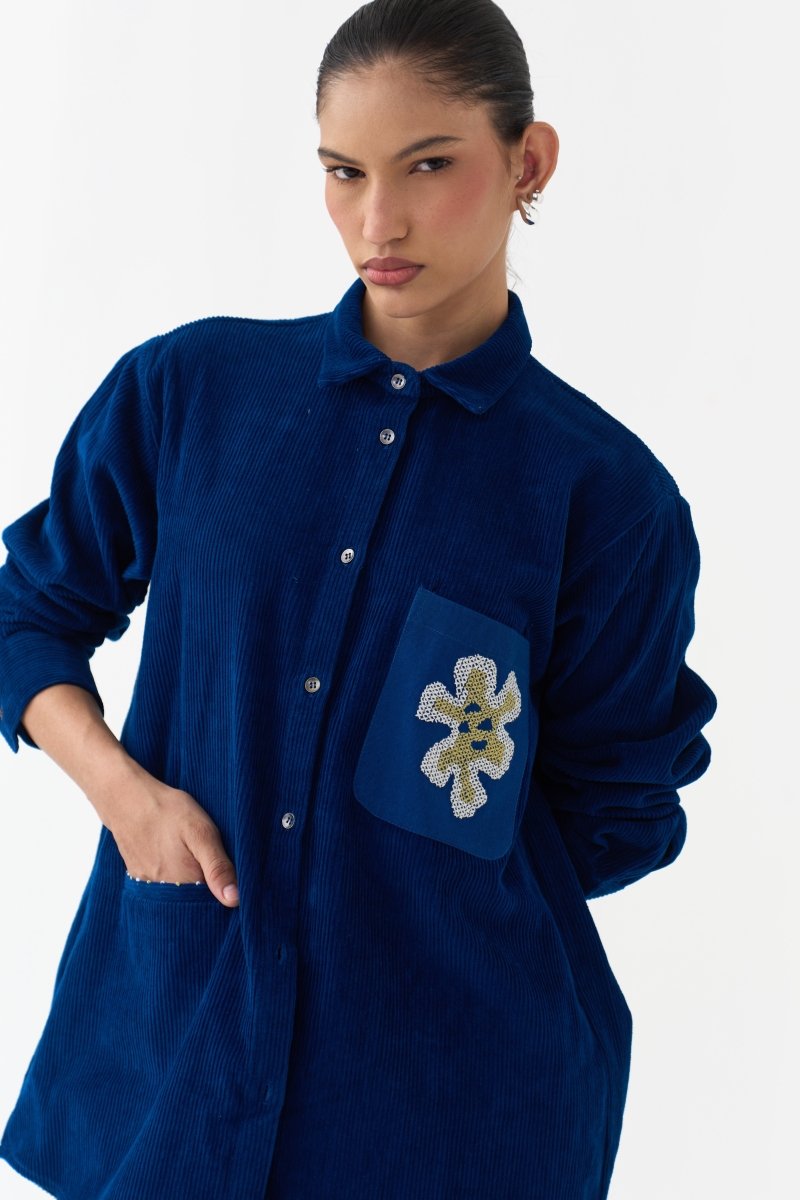 Hand Emb. Patch Pocket Shirt - Three Clothing