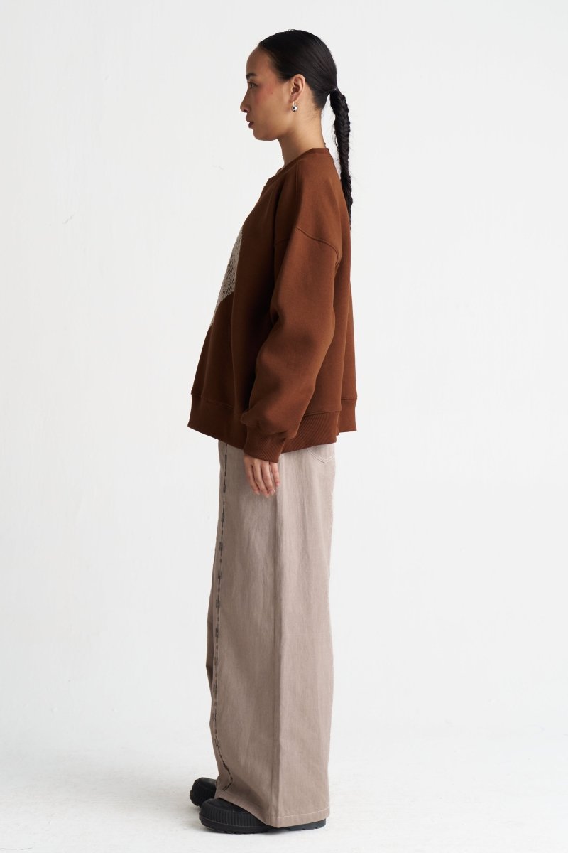 Hand Emb. Twill Pant - Three Clothing