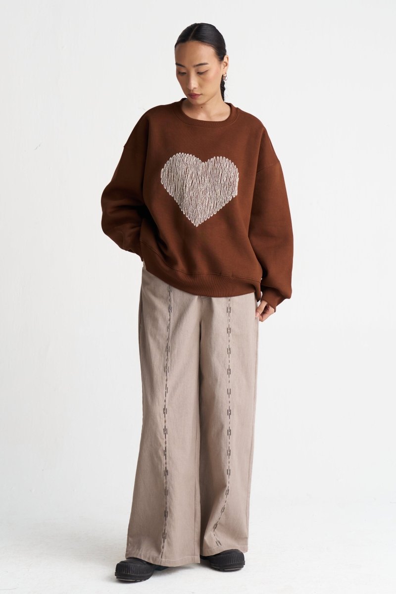 Hand Emb. Twill Pant - Three Clothing