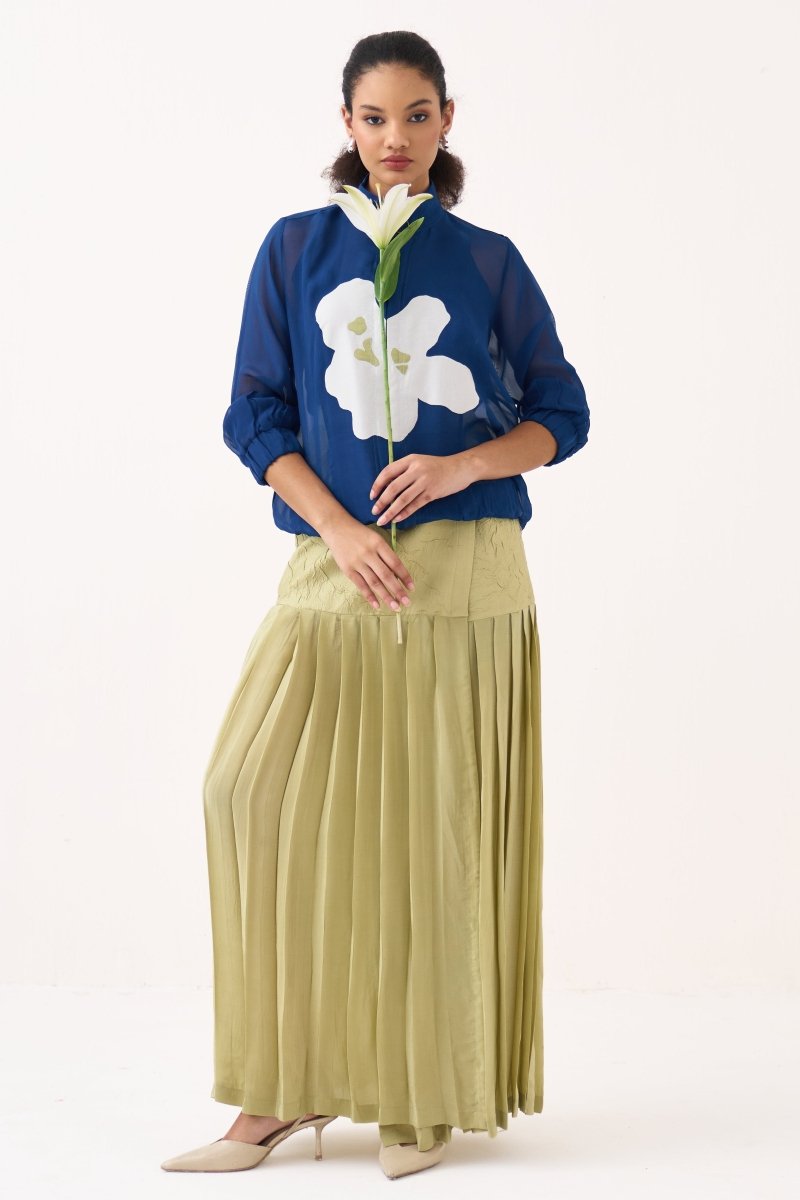 High Neck Floral Applique Bomber Co - ord (Set of 2) - Three Clothing