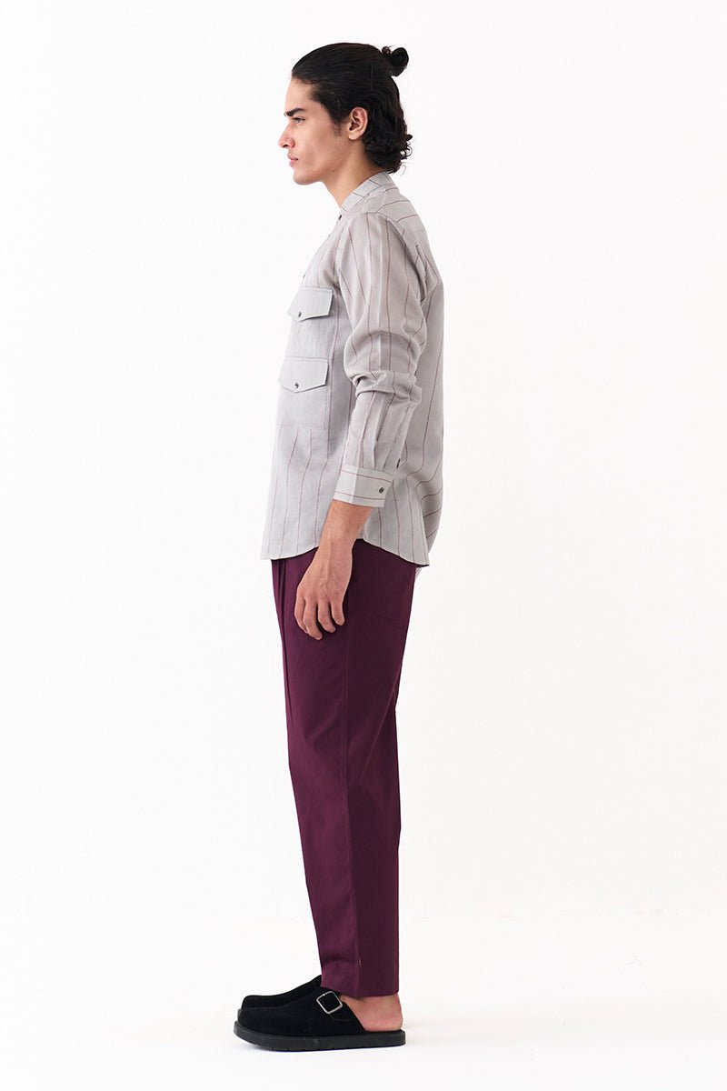 Linear Emb.Double Patch Pocket Shirt - Three Clothing