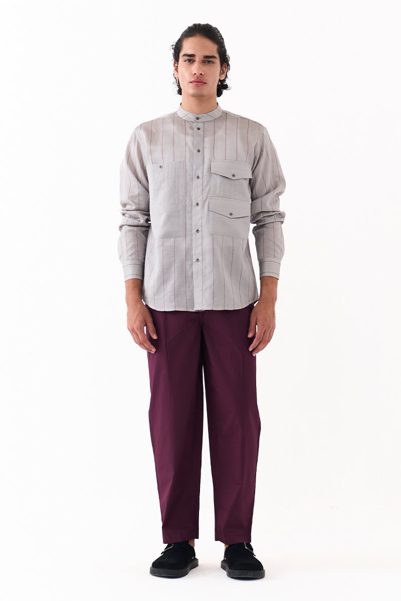 Linear Emb.Double Patch Pocket Shirt Co - Ord - Three Clothing