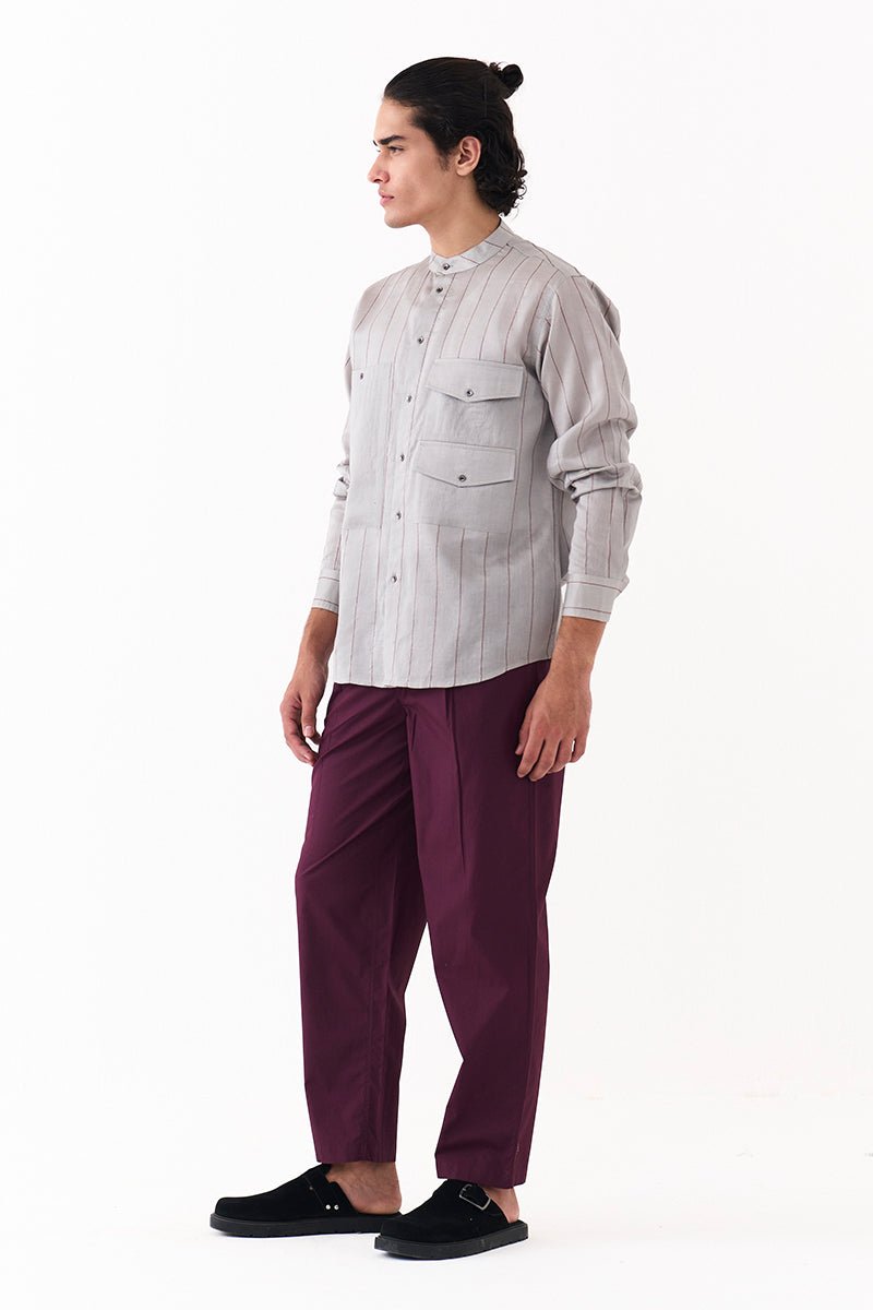 Linear Emb.Double Patch Pocket Shirt Co - Ord - Three Clothing