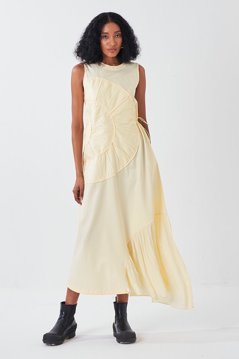 Multi-Drawstring Dress Lemon - Three Clothing