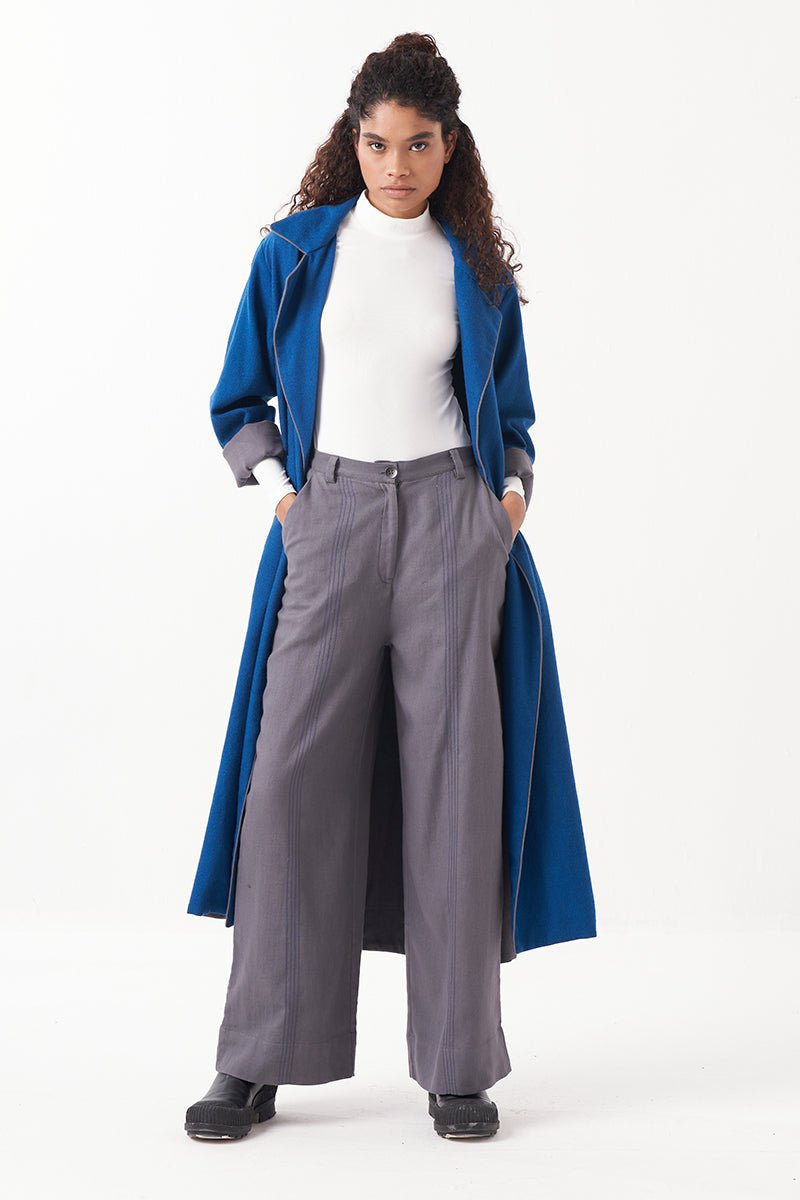 Notch Collar Wool Trench Jacket - Three Clothing