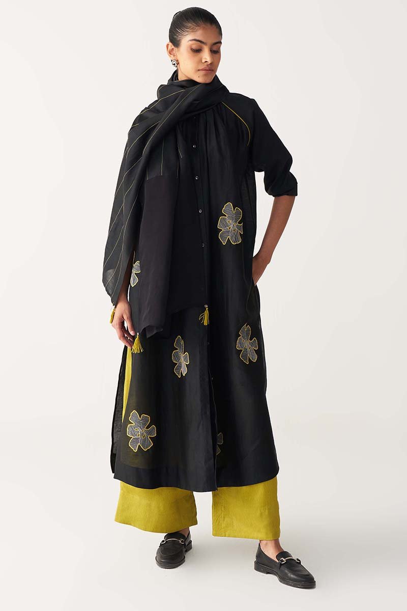 Panel Embroidered Scarf - Three Clothing