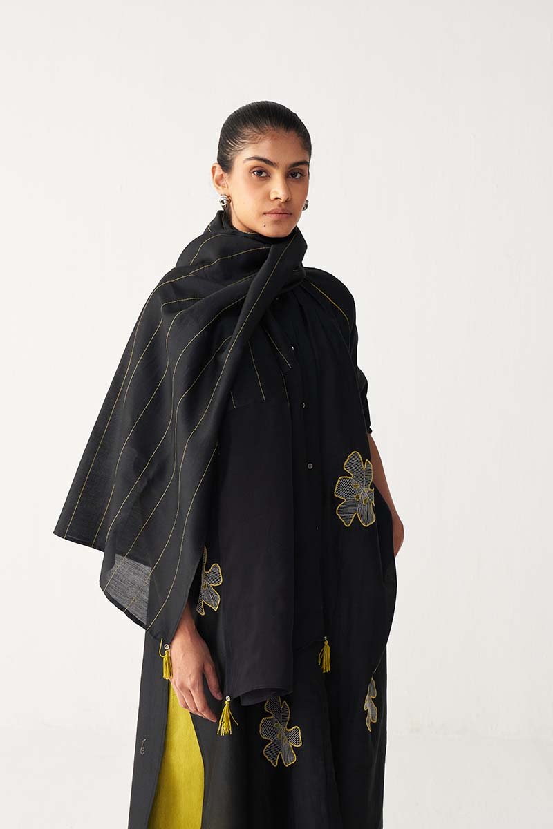 Panel Embroidered Scarf - Three Clothing