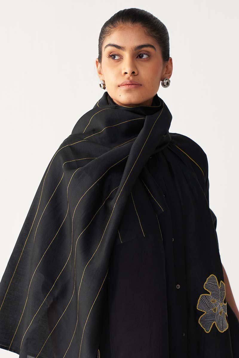 Panel Embroidered Scarf - Three Clothing