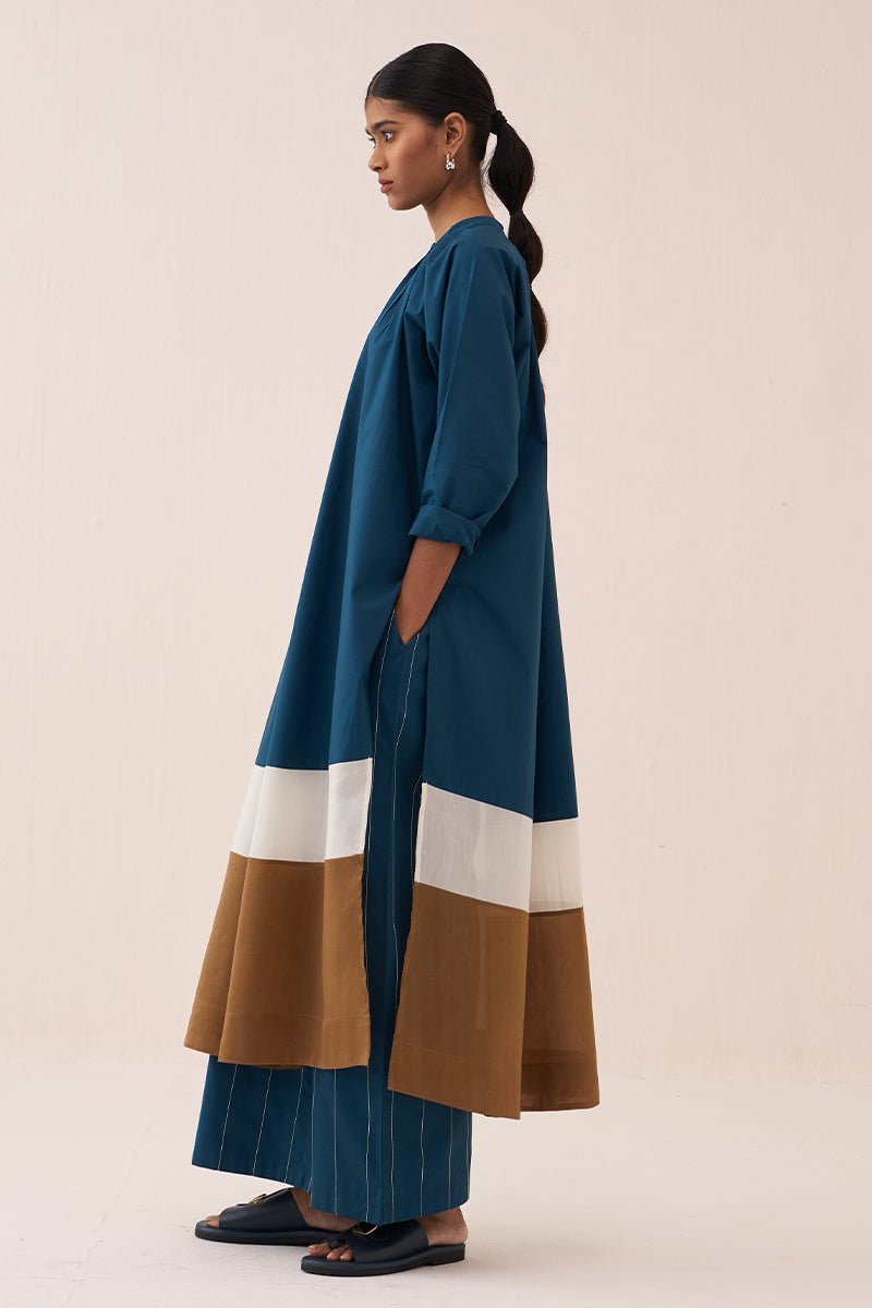 Panel Gather Neck Shirt Co - Ord (Set Of 2) - Three Clothing