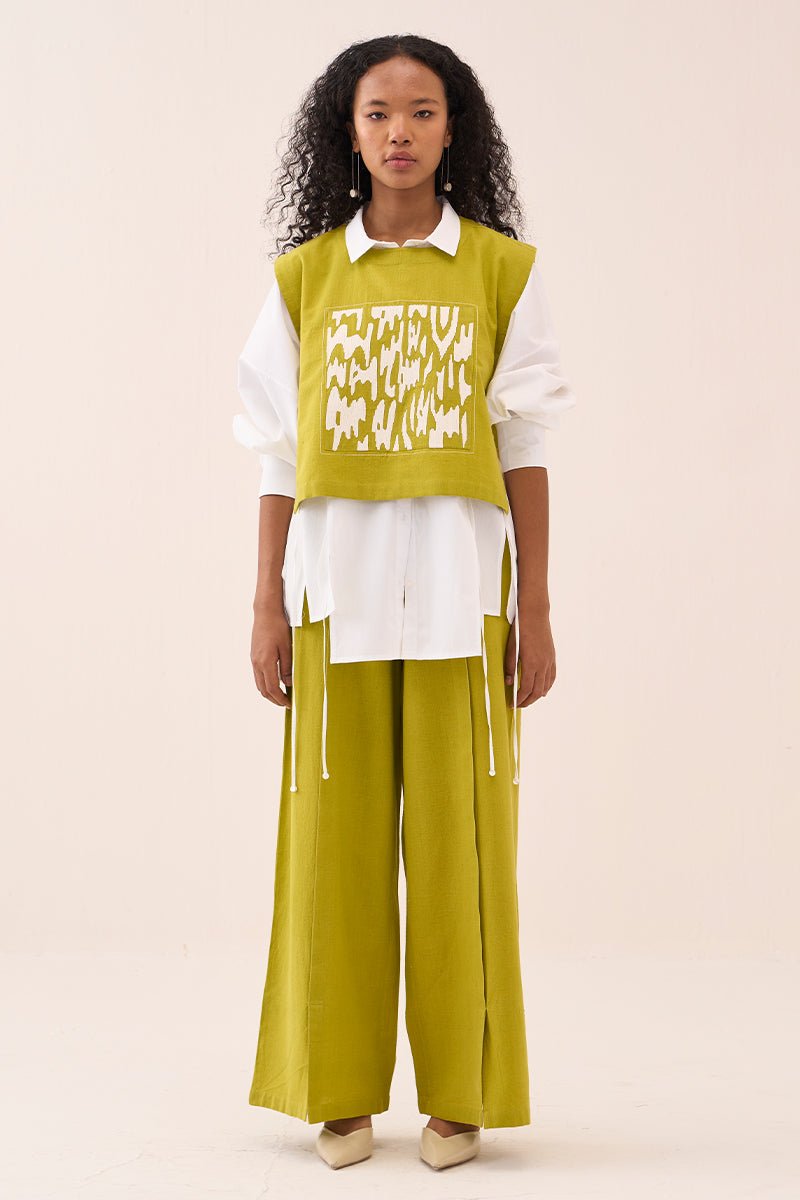 Patch Emb. Crop Overlay Shirt - Three Clothing