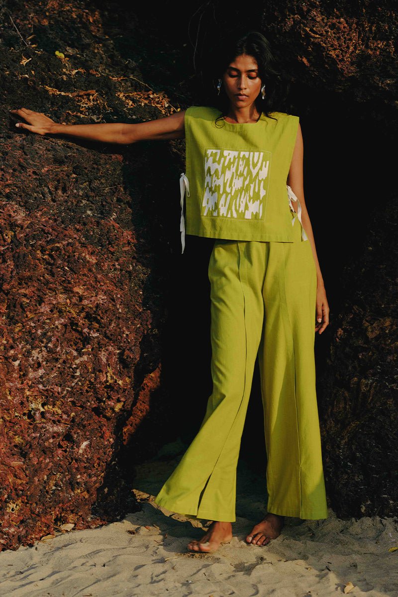 Patch Emb. Crop Overlay Shirt - Three Clothing