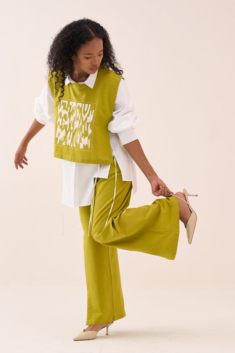 Patch Emb. Crop Overlay Shirt - Three Clothing