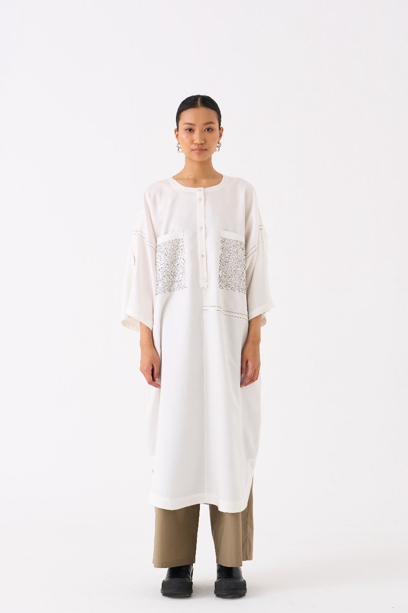 Patch Pocket Tunic Ivory - Three