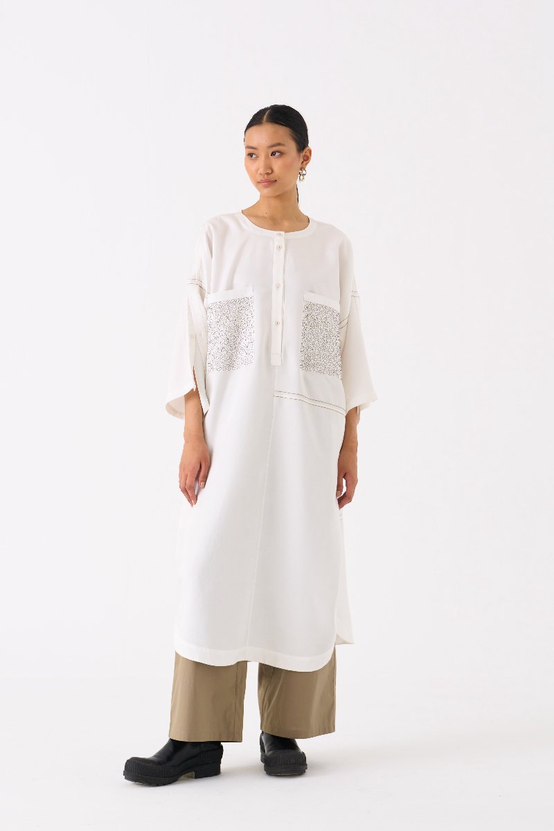 Patch Pocket Tunic Ivory - Three