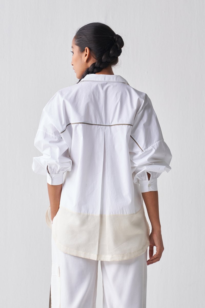 Emb. Patch U Hem Top Co-rd Set of 2 White