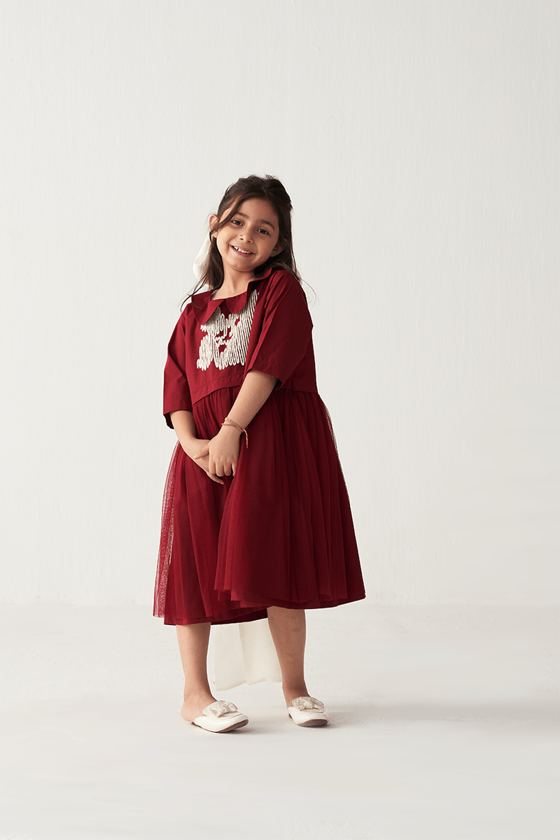 burgundy long sleeve dress casual CLARA Dress (Leith Clark X Madeleine Thompson)