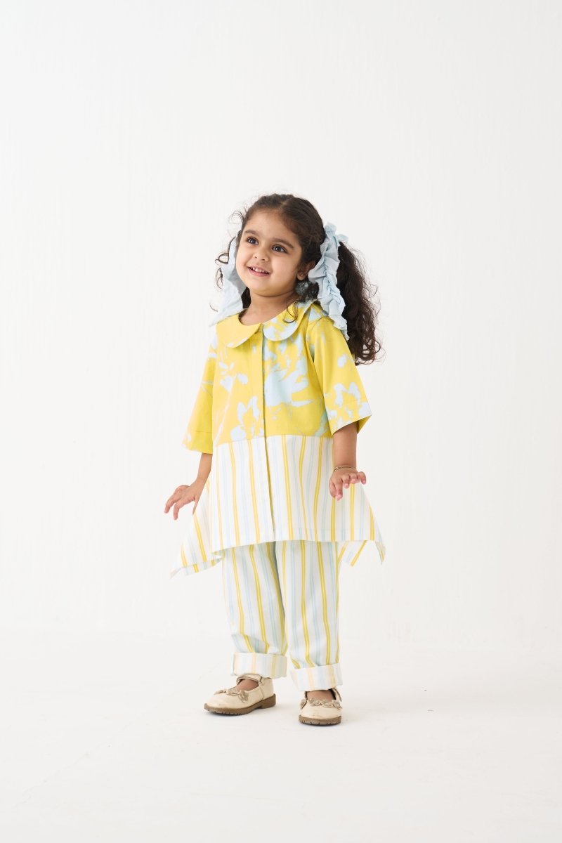 Peter Pan Collar Panelled Shirt Co - ord - Three Clothing