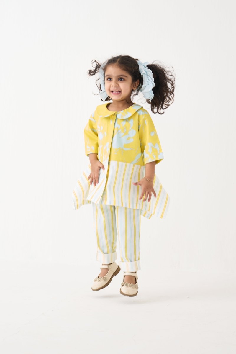 Peter Pan Collar Panelled Shirt Co - ord - Three Clothing