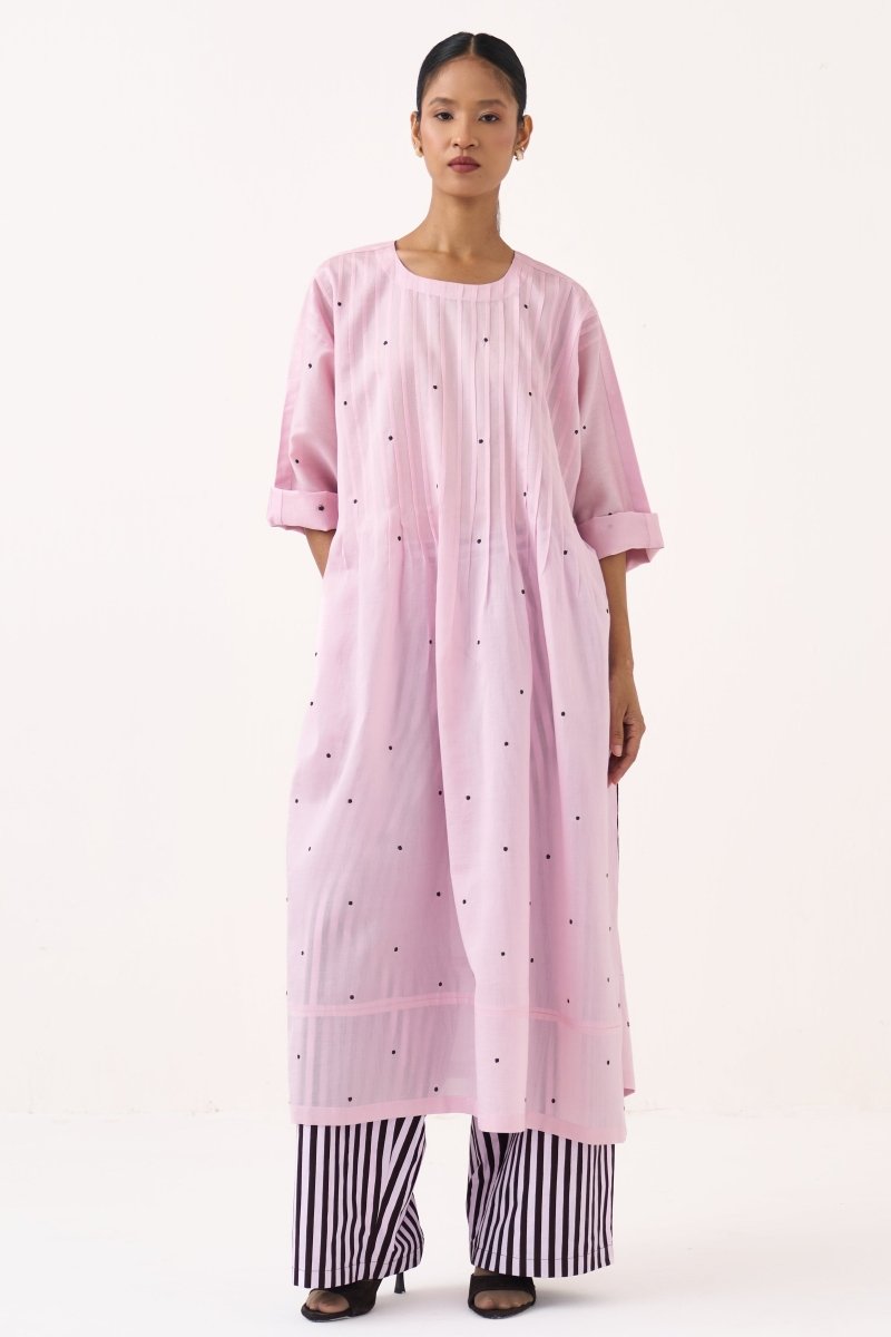 Pintuck Polka Kaftan Co - ord (Set of 2) - Three Clothing