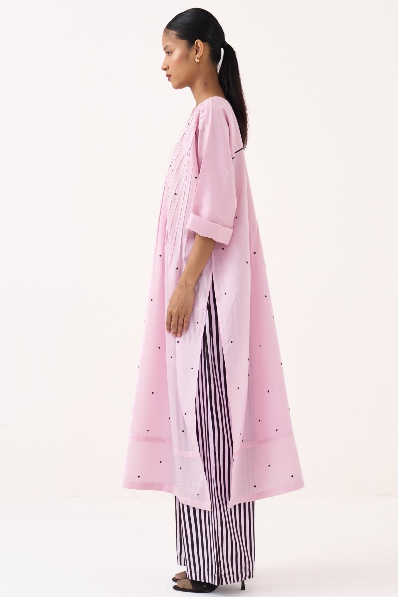 Pintuck Polka Kaftan Co - ord (Set of 2) - Three Clothing
