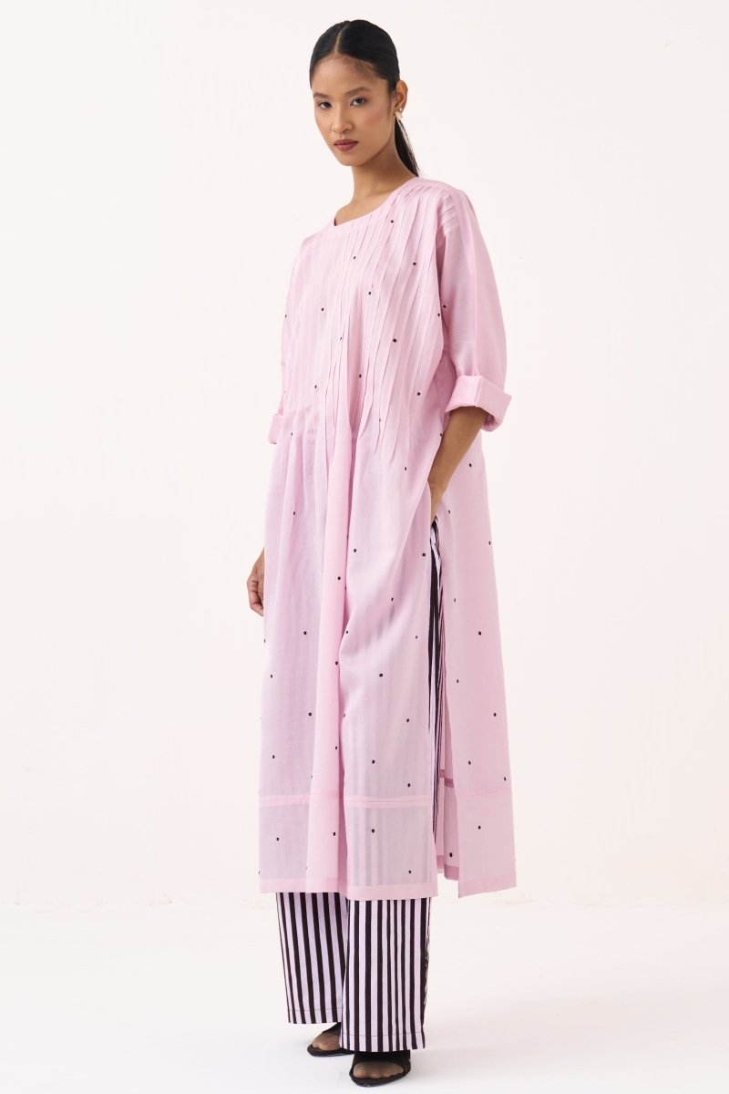 Pintuck Polka Kaftan Co - ord (Set of 2) - Three Clothing