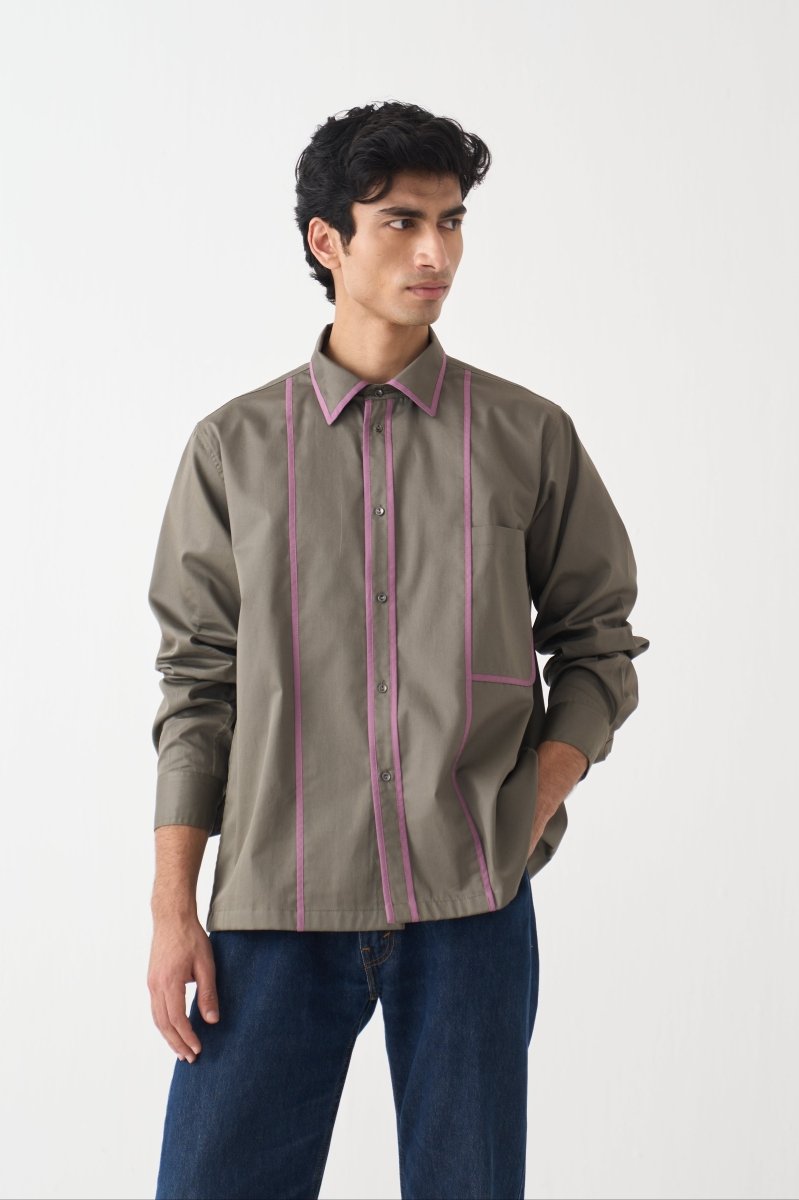 Piping Detail Shirt - Three Clothing