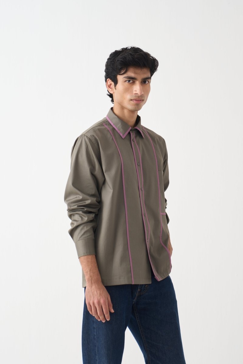 Piping Detail Shirt - Three Clothing