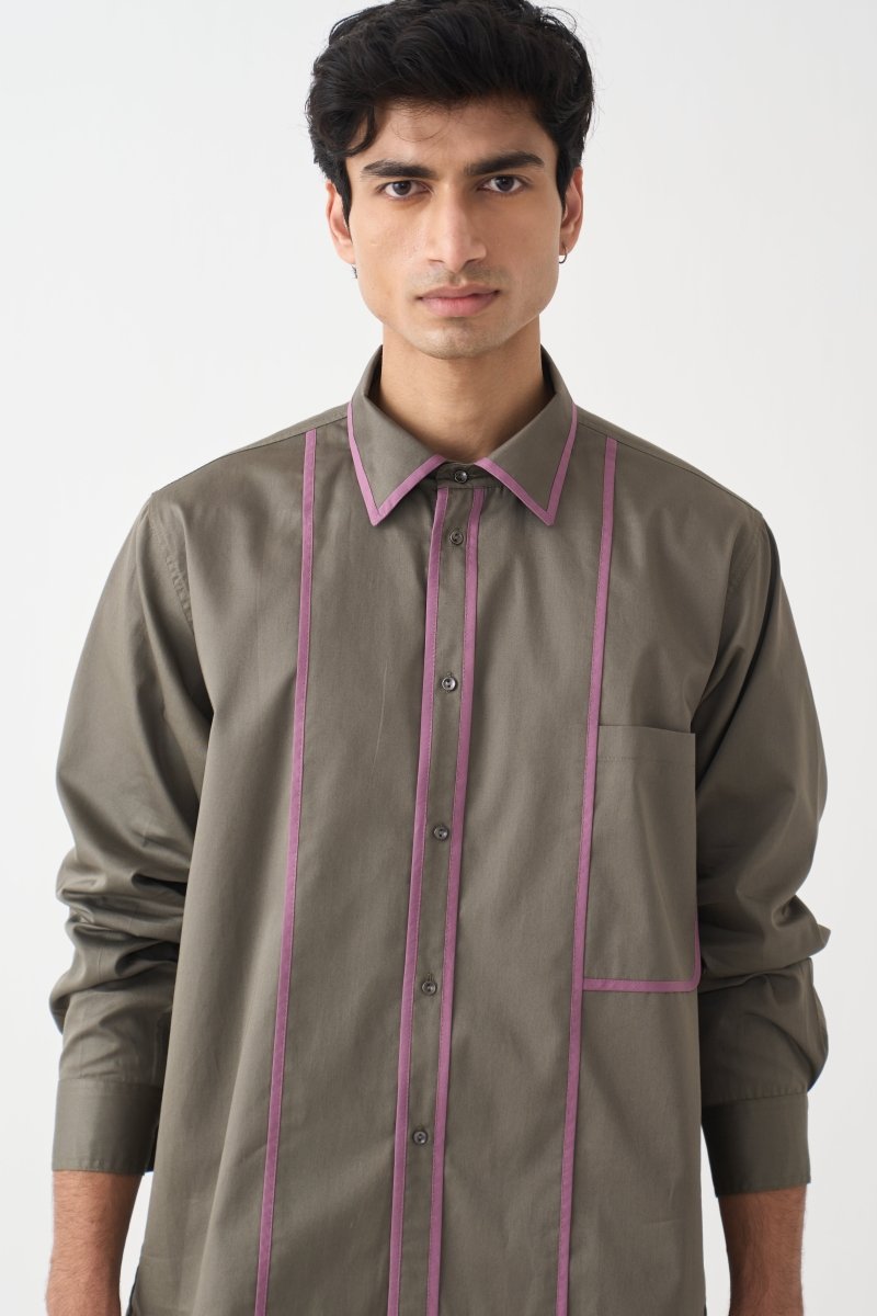 Piping Detail Shirt - Three Clothing