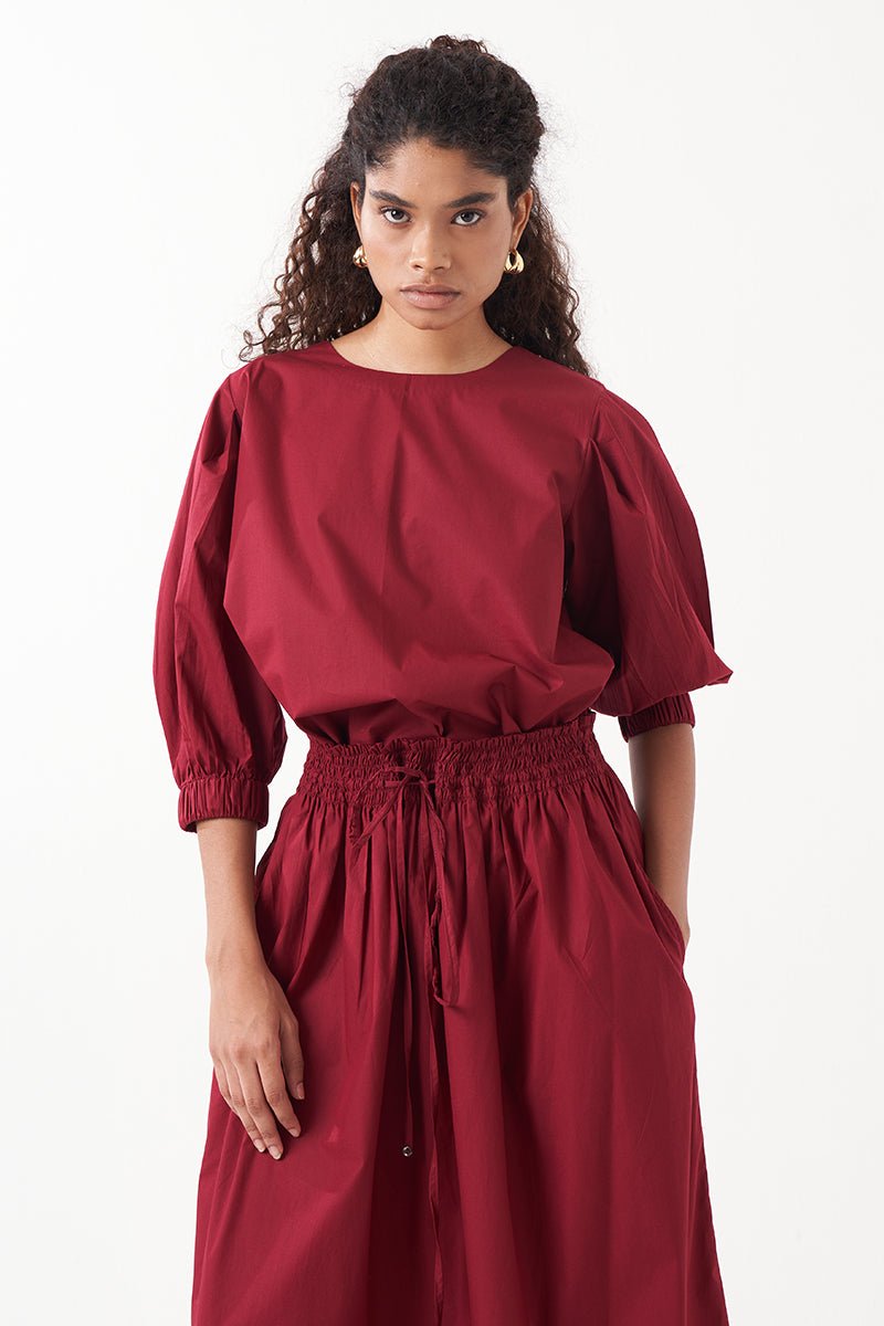 Pleated Sleeve Top Co - Ord (Set Of 2) - Three Clothing